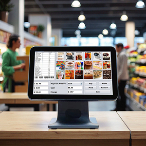 Система Windows 10 все-в-одном 15,6 дюймов сенсорный экран POS терминал машина для продуктового магазина пекарня использовать POS машина - Product Image 1