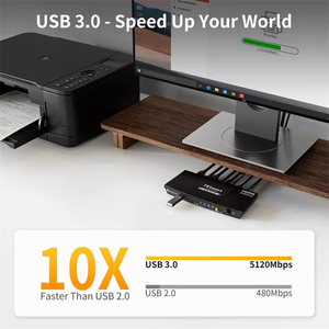 TESmart USB <strong>3</strong>.0 HDMI <strong>KVM</strong> <strong>Switch</strong> <strong>1</strong> Monitor 2 PCs Computers 4K@60Hz with L/R Audio &amp; Microphone EDID Emulators 2 Port <strong>KVM</strong> Dock