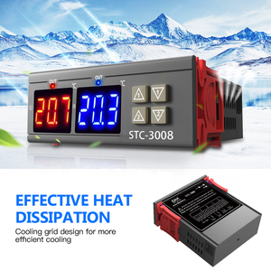 Controlador de temperatura Digital doble STC 3008, dos relé de salida, 12V, 24V, 220V, termostato, calentador, sonda Dual