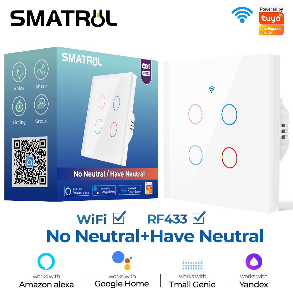 White 4 gang WIFI