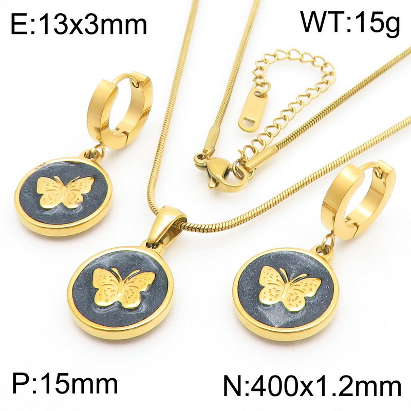 Collier + boucles d'oreilles papillon noir