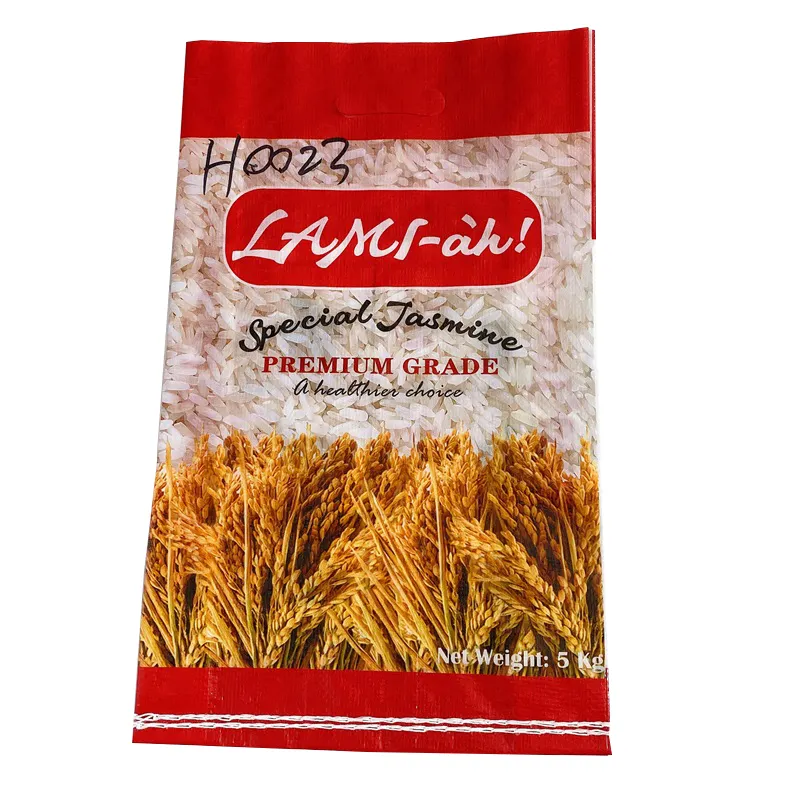 5kg 10kg 25kg 50kg bopp laminato pp tessuto sacco di plastica fertilizzante riso farina di grano sacchetto di imballaggio del grano con manico