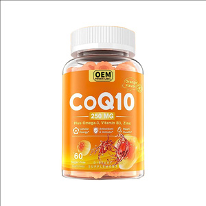 Private Label <strong>CoQ</strong> <strong>10</strong> Filled Gummies with 250 <strong>mg</strong> Plus Omega-3 Vitamin B3 Zinc Support Heart Health Orange Flavor - Product Image 1