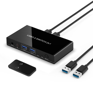 USB3.0 <strong>KVM</strong> <strong>Switch</strong> 2 in 4 Out up to 5Gbps IR Remote Video Switcher - Product Image 1