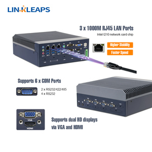 6th &amp; 9th Gen ODM Fanless Industrial Mini PC with 6 RS485 COM &amp; 3 GbE LAN Embedded Industrial Computer Supports Windows Linux OS - Product Image 4
