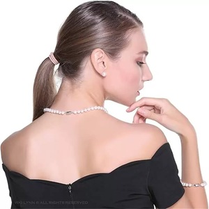 Clássico Simples <span class=keywords><strong>8</strong></span>-9mm Pérola Colar Pulseira Brincos Set Sterling Silver com Nail Inserção Strand Cadeia para Casamentos