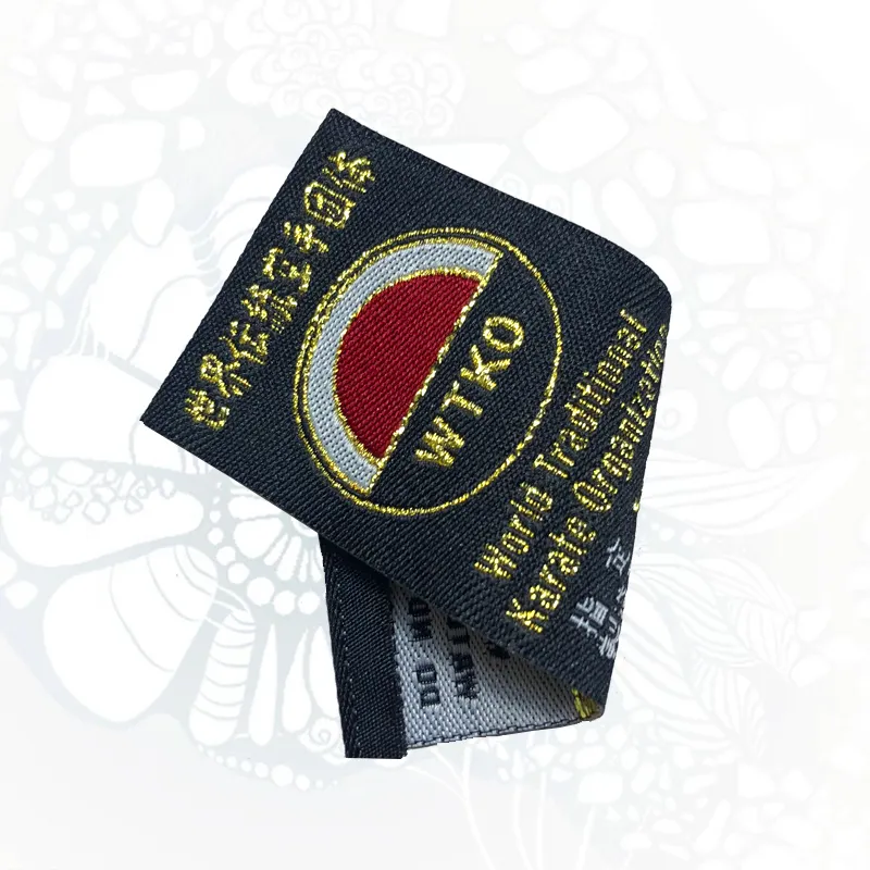Merek Kustom Logo Kain Tenun Label Utama untuk Wig Garmen Jahit Label Sutra Tenun