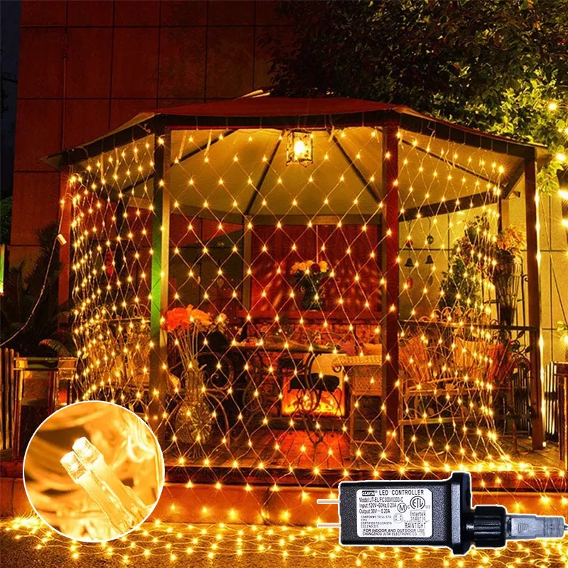 Net Light Warm White Programmable Mesh String Lights Outdoor Decorative Garden Courtyard Party Wedding Tent Christmas Light Net