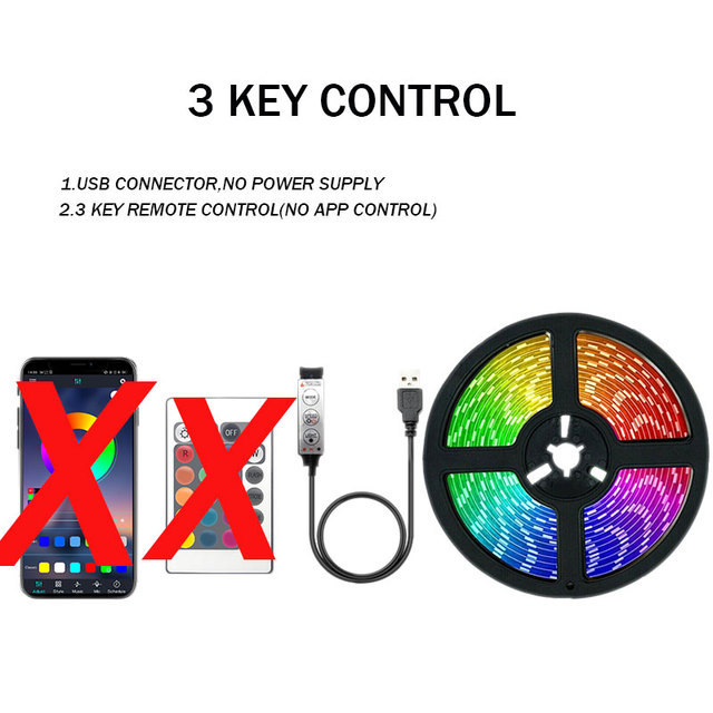 ชุดแถบไฟ LED แบบ 3 ปุ่ม 5V-USB