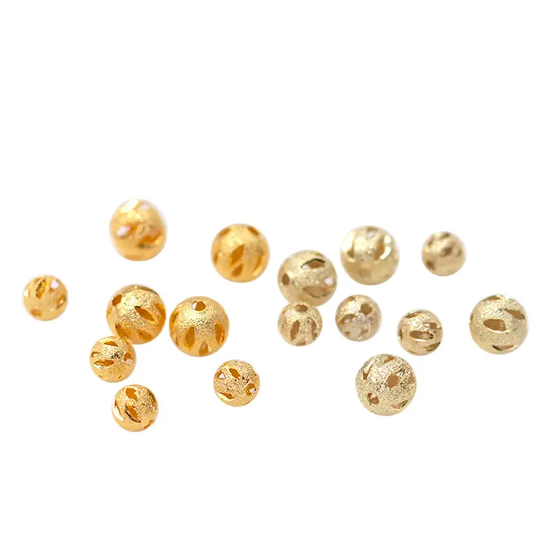 2404 Kupfer plattiert 18K echtes Gold mattiert hohle Perlen 14K Sargent doppelte Reihe Blume Perlen diy handgefertigte kleine Zubehörteile