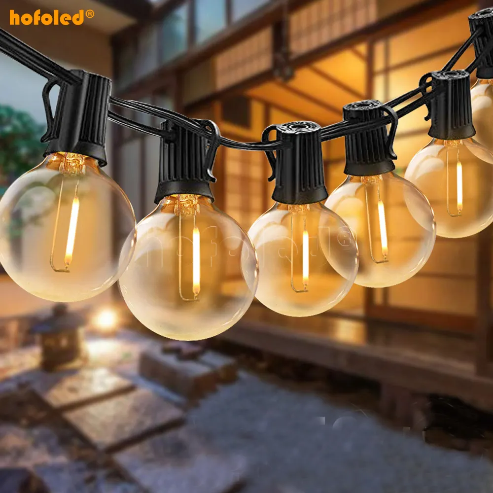 Bahçe ışıkları E12 G40 ampuller tatil aydınlatma açık su geçirmez düğün peri Festoon 25FT LED ışık zinciri