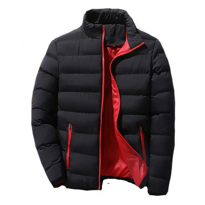Мужская зимняя куртка T1903, однотонные теплые пальто, зимняя спортивная стеганая куртка, Мужская Уличная куртка с воротником-стойкой и хлопковой подкладкой