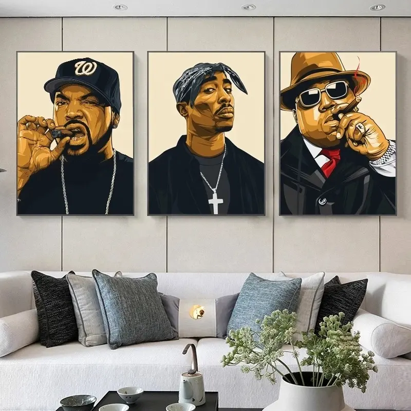 Hip Hop Sänger Rapper 2Pac Kunst Leinwand Malerei Porträt Poster und Drucke Wand kunst Bilder
