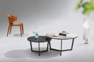 Contemporary Round Nesting Bent Black Gold Metal Side Glass Marble Stone Mdf Wood Coffee <strong>Table</strong> Nest of <strong>3</strong> <strong>Table</strong> <strong>Set</strong> Nesting <strong>Table</strong> - Product Image 2