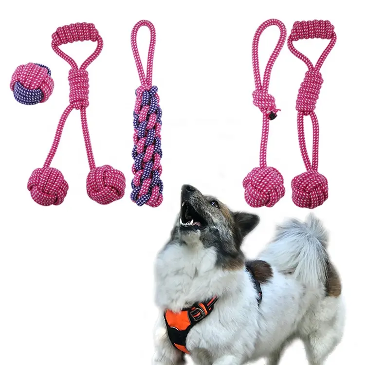 Роскошная прочная хлопковая веревка, теннисная игрушка для собак, жевательная игрушка