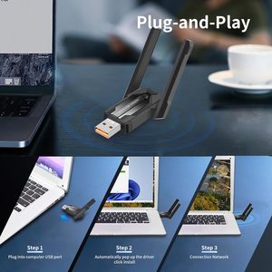 900Mbps 2合1 USB WiFi适配器，带BT 2.4/5.8Ghz双频Win10/11 PC，支持BT5.4/WIFI6的外部接收器 - Product Image 6