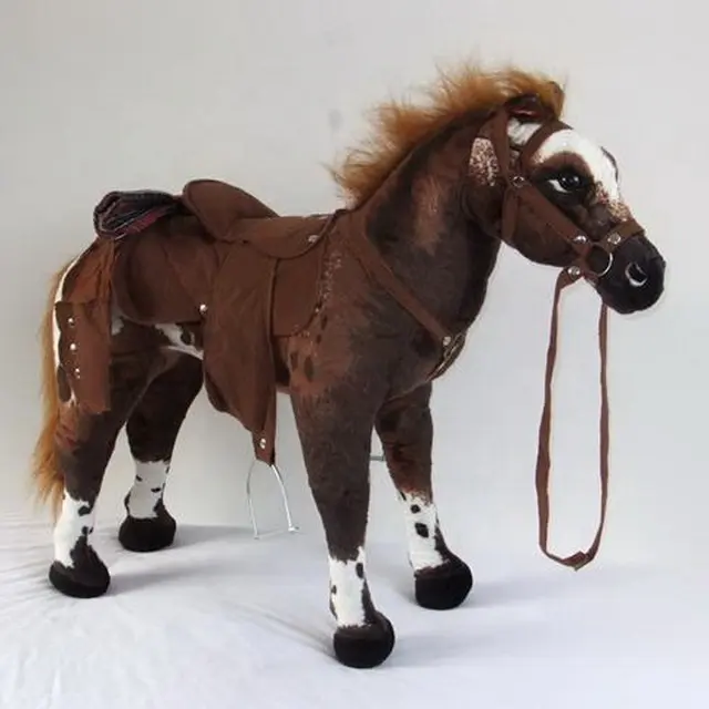 Nuovo stile di grandi dimensioni peluche cavallo di peluche in piedi cowboy a cavallo peluche giocattolo ride on cavallo giocattolo
