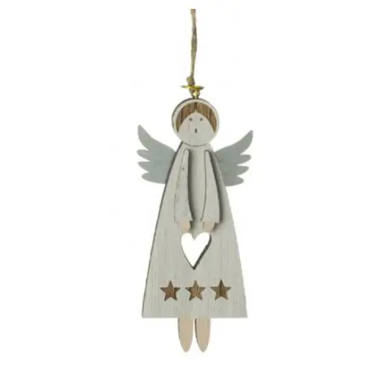 Angelo d'annata di natale della decorazione di figura del mestiere di angelo d'attaccatura bianco di legno rustico di natale