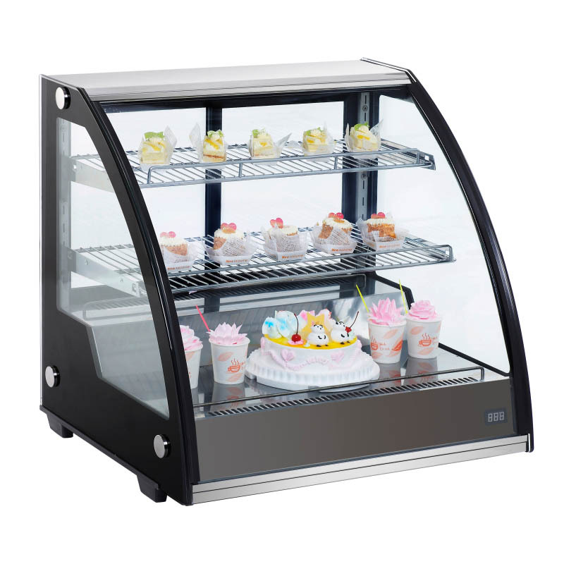 2021 Super Asia Curved Glass 130L Cake Display Countertop Showcase Prices
