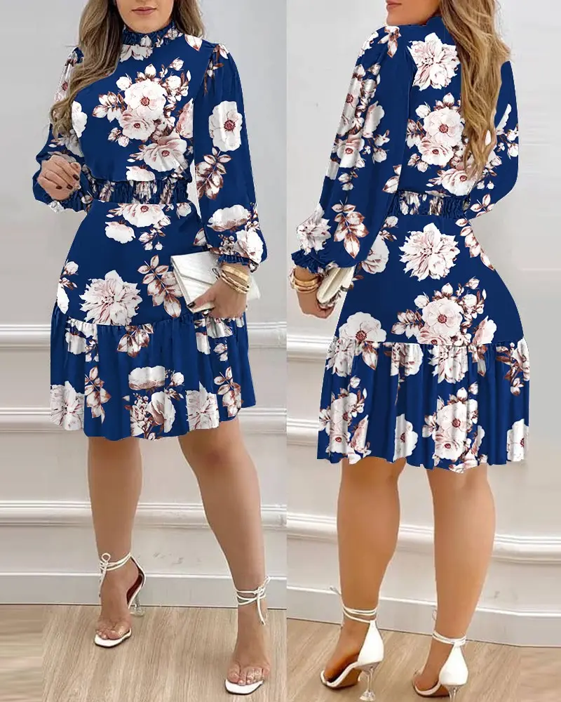 Gaun wanita trendi 2023 gaun kasual modis gaun wanita maxi cetak motif bunga sundress