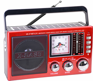 Multi Funzione AM/FM/SW 3 Band Del Mondo Ricevitore Radio Portatile del Pannello Solare Esterna Ricaricabile Radio con la Torcia Puntatore Orologio - Product Image 1