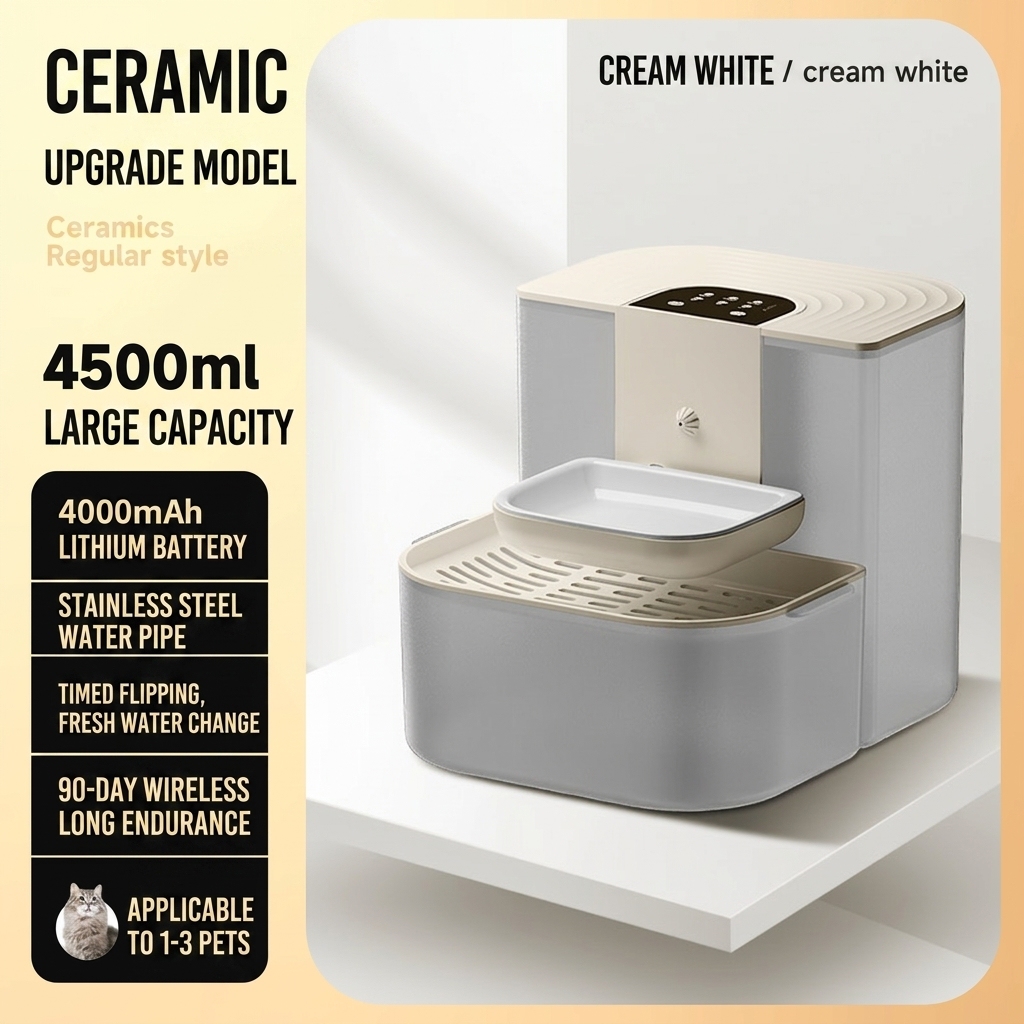 Cream-white ceramic bowl-standard model-4000mah lithium battery