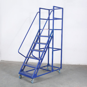 Plataforma de trabajo móvil de seguridad de acero con escalones de escalera rodante Equipo de manipulación de materiales de escalera de almacén de fibra de vidrio móvil - Product Image 4