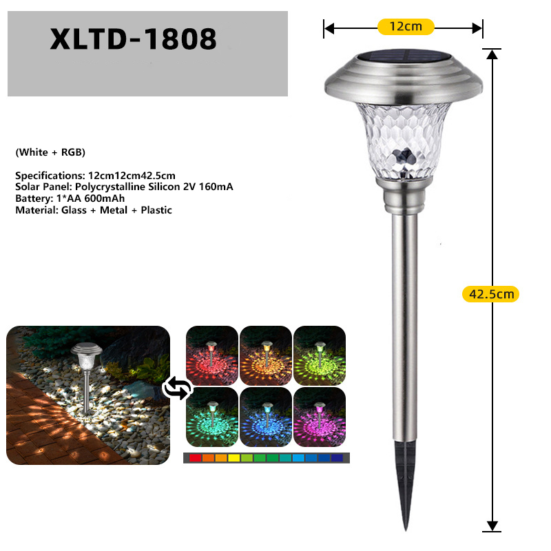 Acier inoxydable argent - Lumière blanche + colorée