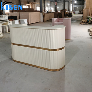基森前台柜台展示现代粉色白色120厘米100厘米160厘米可定制尺寸接待台，准备发货 - Product Image 6