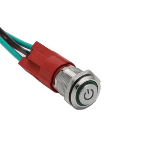 16mm 10A IP67 impermeabile momentaneo autobloccante 1NO in acciaio inossidabile led interruttore a pulsante in metallo con simbolo di alimentazione - Product Image 1