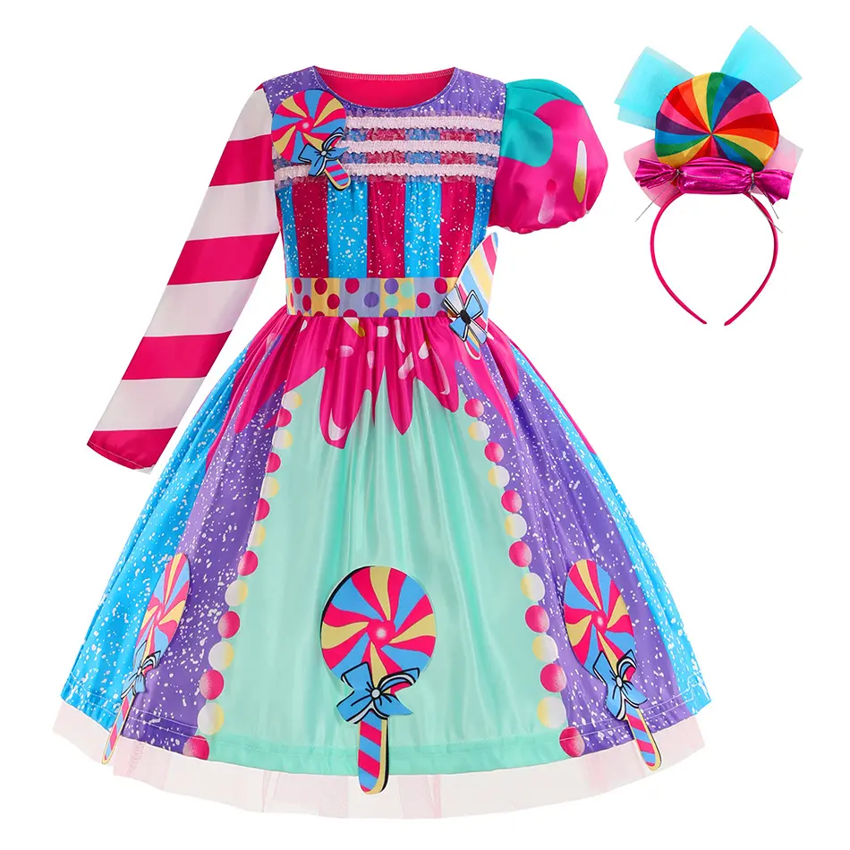 2024 ragazze fantasiose caramelle colorate Costume da principessa vestire Cosplay festa di compleanno