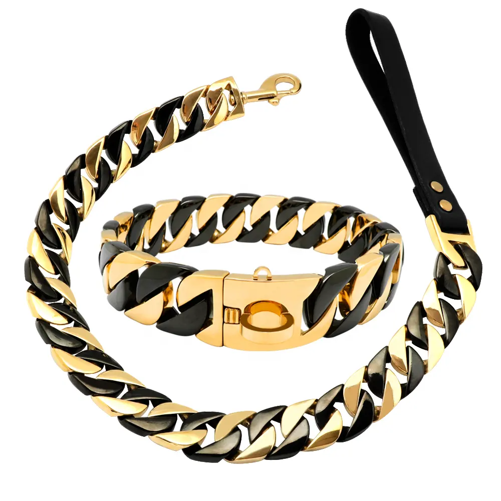 Gepersonaliseerde Custom 316l Roestvrij Staal Zware Grote Gouden Cubaanse Schakel Ketting Choke Grote Luxe Hondenhalsband