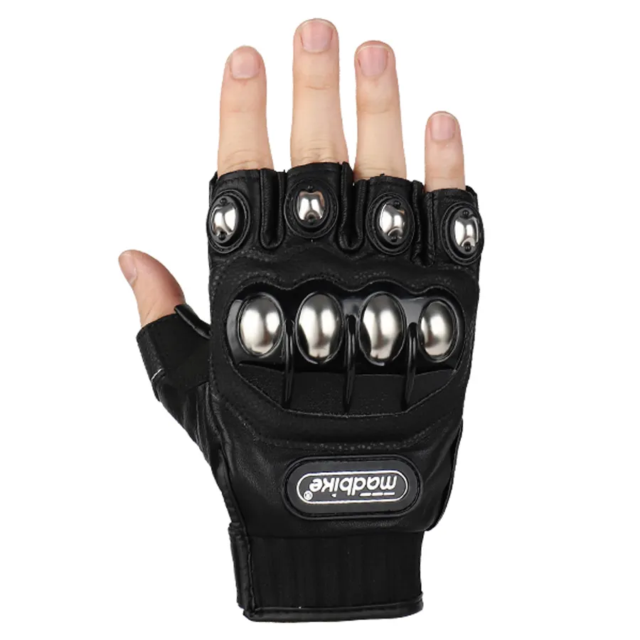 Gants de cyclisme respirants antidérapants en acier inoxydable gants demi-cuir de moto