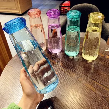 Taza de agua para celebridades, vaso de cristal de diamante colorido, regalo creativo, práctico
