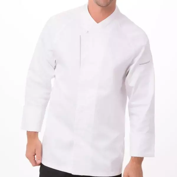 Unisexe Blanc Uniforme de Chef de Service Alimentaire Cuire Veste Manteau Homme Solide Cuisine Restaurant Boulangerie Vêtements Chemise