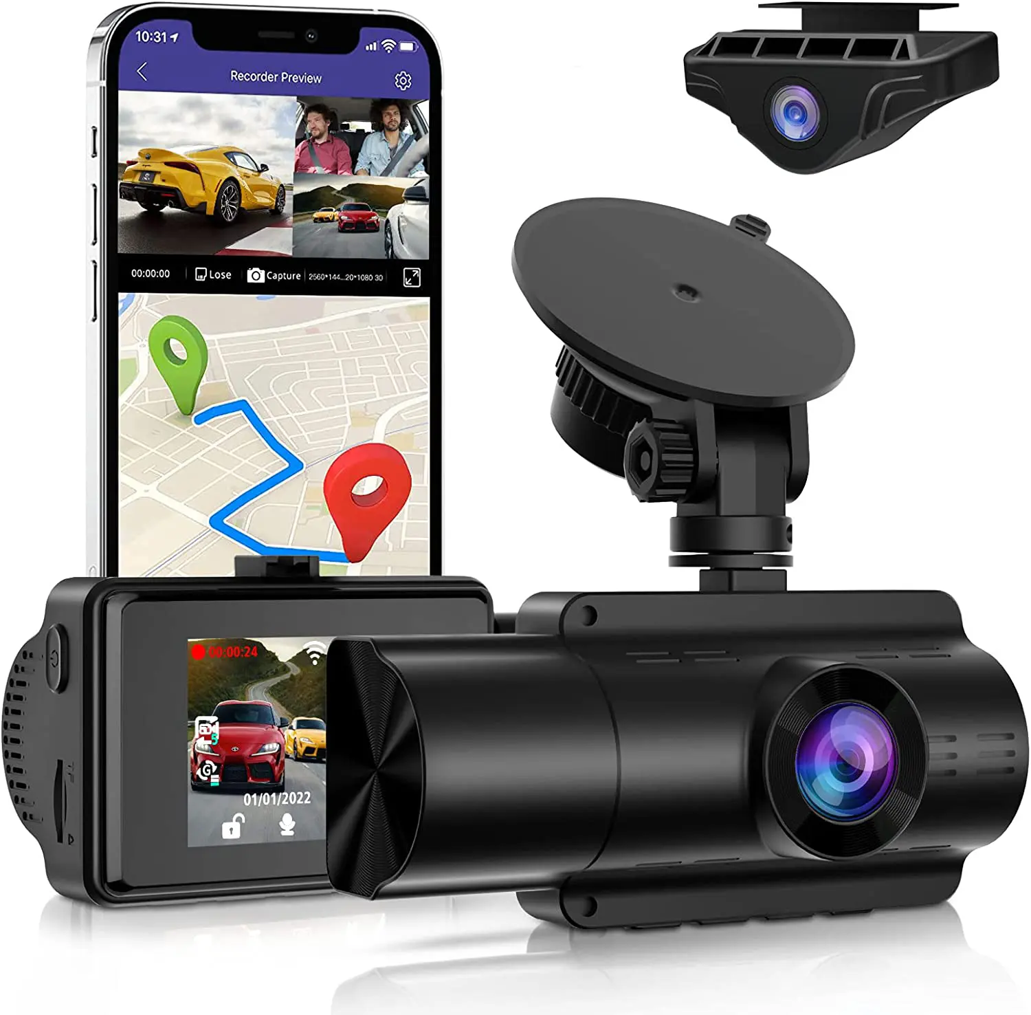 Fabriek Groothandel Auto Black Box 3 Lens Camera 2K Full Hd Dashcam Videorecorder Wifi Auto Dvr Dashcam