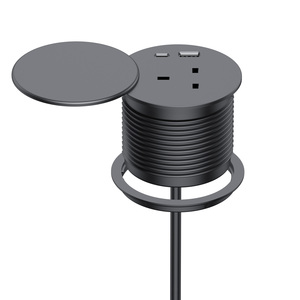 80mm Smart UK Round Grommet Office Desk <strong>Power</strong> <strong>Outlet</strong> with USB A+USB-C Charging Port Top with <strong>Rotation</strong> Cover - Product Image 3