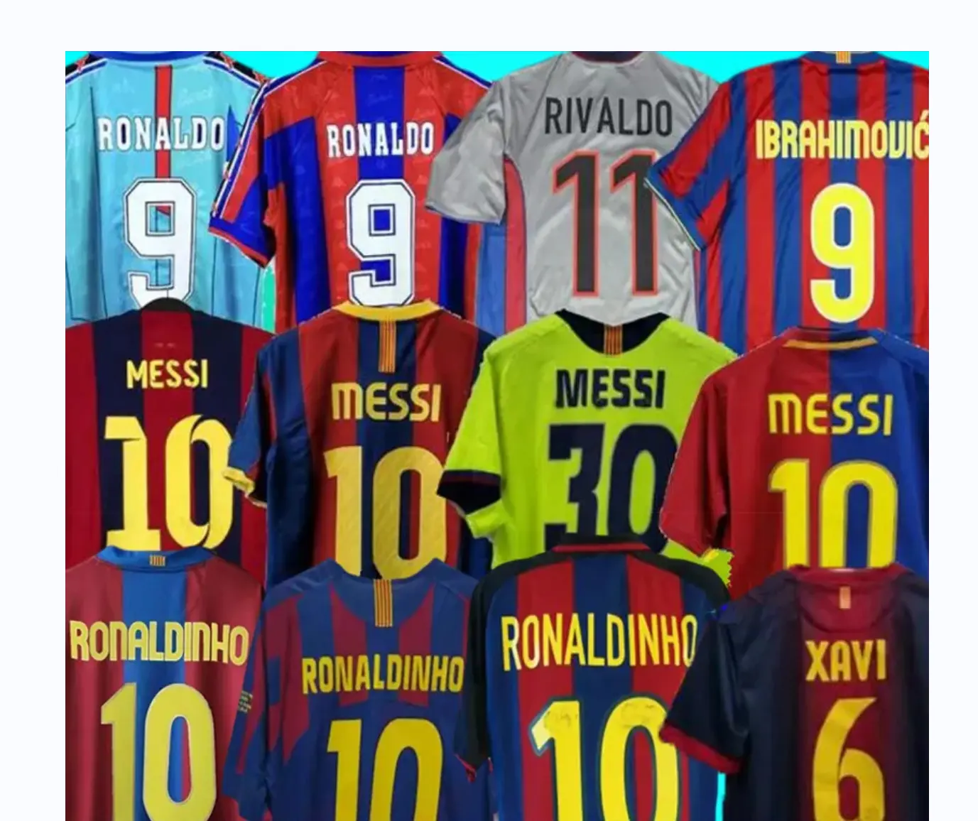 Camisetas de fútbol retro Barcelonaes MESSI XAVI RONALDINHO RIVALDO GUARDIOLA PUYOL Iniesta finales maillot de pie