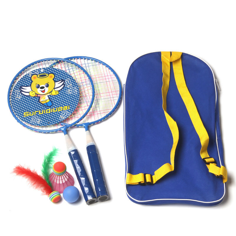Blue children's racket + backpack + 3 balls