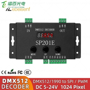 SP201E <strong>DMX512</strong> DECODER DC 5-24V DMX Converter <strong>Controller</strong> <strong>DMX512</strong>/1990 to SPI Addressable <strong>LED</strong> 1024 Pixels or <strong>PWM</strong> 5CH Dimming Signal - Product Image 1