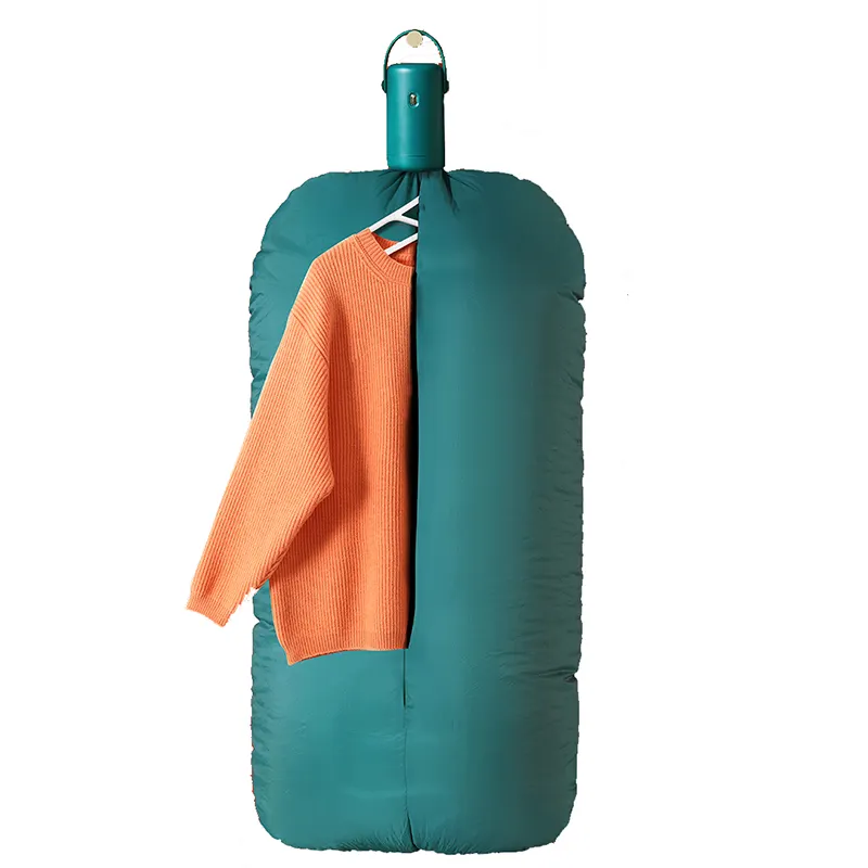 O grande saco verde que pendura as camisas aquece a máquina do secador de roupa para viajar, pode personalizar o logotipo