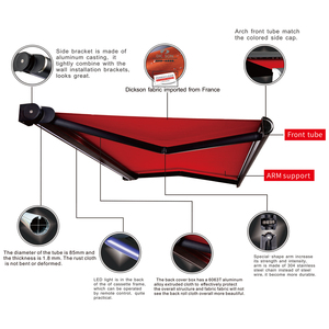 Mái hiên Ngoài trời Tùy chỉnh kích thước hợp kim nhôm cơ giới mái hiên không thấm nước có thể thu vào đầy đủ mái hiên Cassette - Product Image 3