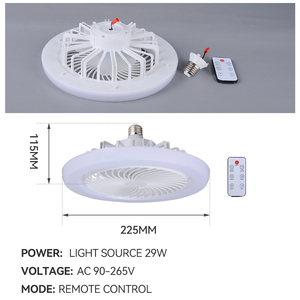Wind Speedsled Fan Light Control remoto E27 LED Fan Ventilador de techo con luz NUEVO Moderno 80 Dormitorio Sala de estar Mini Diblacke 3 PC - Product Image 4