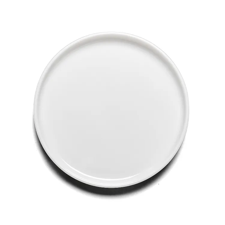 Placa de cerámica japonesa redonda blanca, venta directa de fábrica, venta al por mayor
