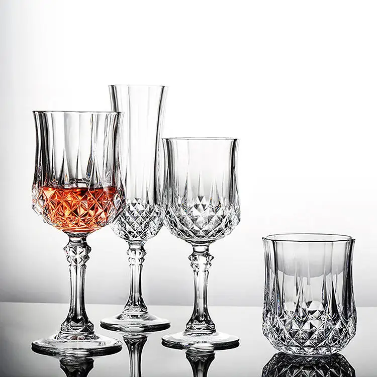 크리스탈 클리어 레트로 유리 제품 플루트 잔 화이트 와인 잔 와인 잔 와인 잔 레드 와인 샴페인 브랜디 샷