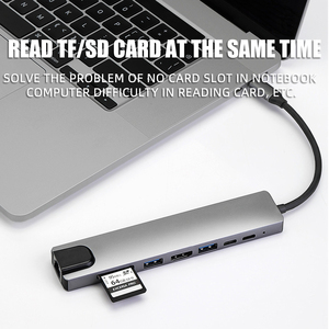 SYW type c концентратор 8 в 1 совместимый usb C концентратор 7 портов Многофункциональный con ethernet для Macbook Pro и Windows ноутбуков-usb концентратор - Product Image 5