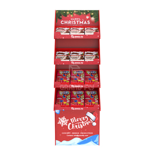 Banco di mostra su ordinazione del pavimento della carta del cartone del cartone dello scaffale di esposizione di natale della drogheria degli scaffali autoportanti di <span class=keywords><strong>POP</strong></span> del supermercato
