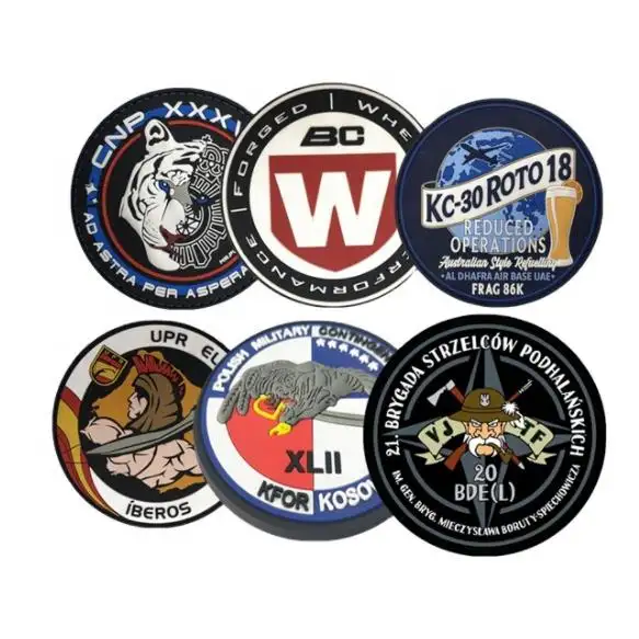 Patches 3D Hook and Loop Backing Label Badge Custom Embossed Brand Logo PVC Rubber Soft PVC Iron-on Backing as Request 7-10 Days