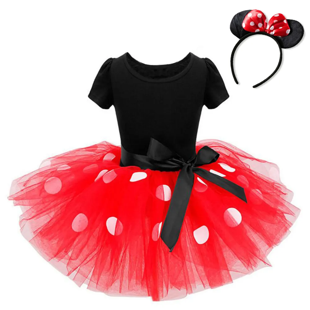 Vestido clásico de Minnie para niñas pequeñas, disfraz de tul para niña, vestido de baile de lunares, vestido tutú para niñas pequeñas