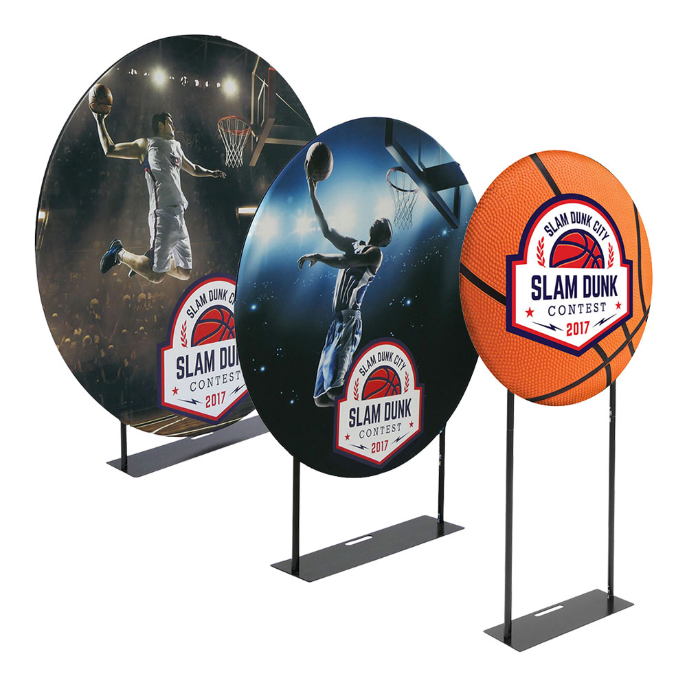 Cheap Custom Cartoon Character Printing Easy Assemble Portable Aluminum Circle Wall Backdrop Banner